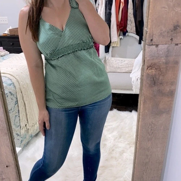 Ann Taylor LOFT 10 Petite green silky top - Picture 1 of 5